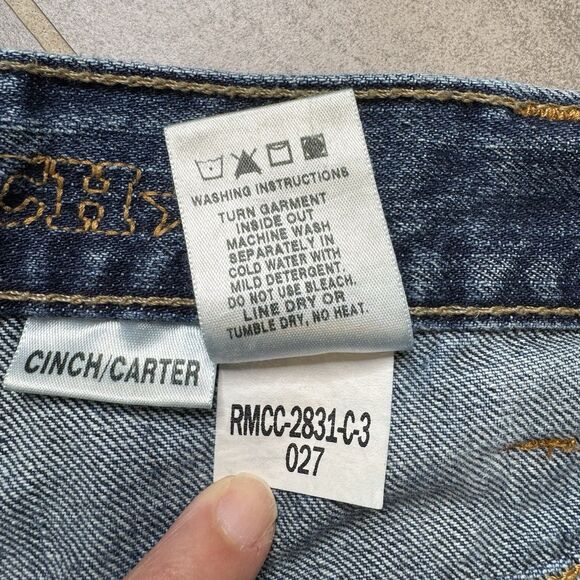 Cinch Carter Jeans Mens 36x30 Blue Denim Relaxed Boot Cut Western - Picture 6 of 16